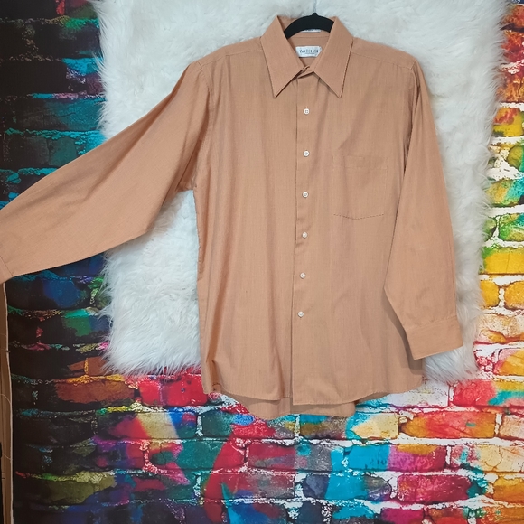 Van Heusen Beige Tan Long Sleeve Button Down Shirt Size 15.5 32/33 - Picture 4 of 8